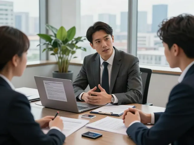 Lead Roedl lawyer consulting with international client in modern office.
