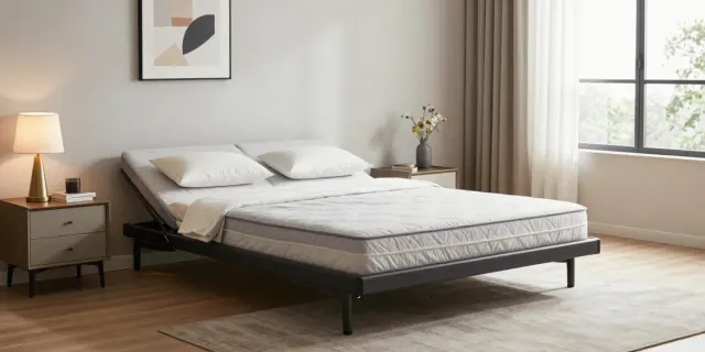 Cozy bedroom featuring a fold up bed against a wall, showcasing stylish decor and space-saving design.
