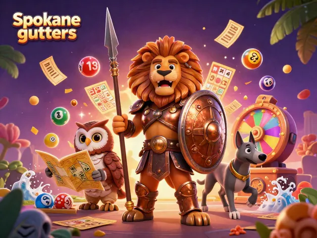 Engage with Spokane gutters in a vibrant carnival of winning opportunities, guided by a heroic lion and wise owl.